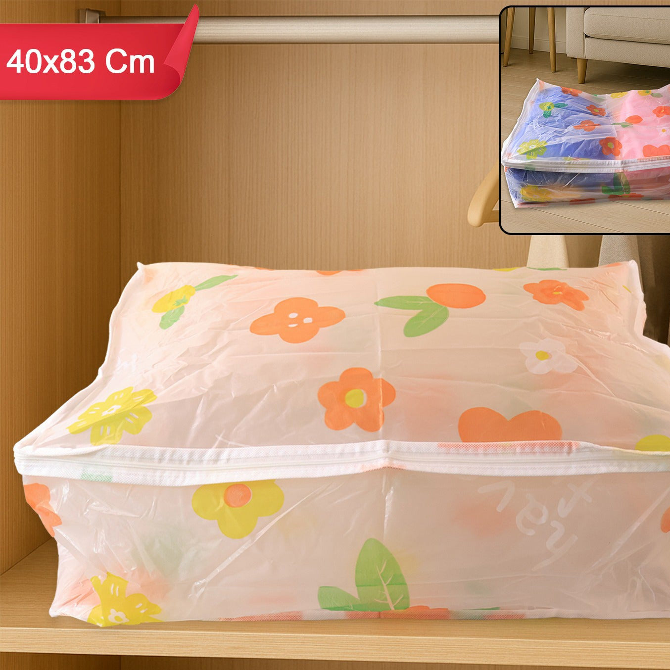Large Blanket Storage Bag With Zipper  40x83 Cm - Happy Price - Image 1