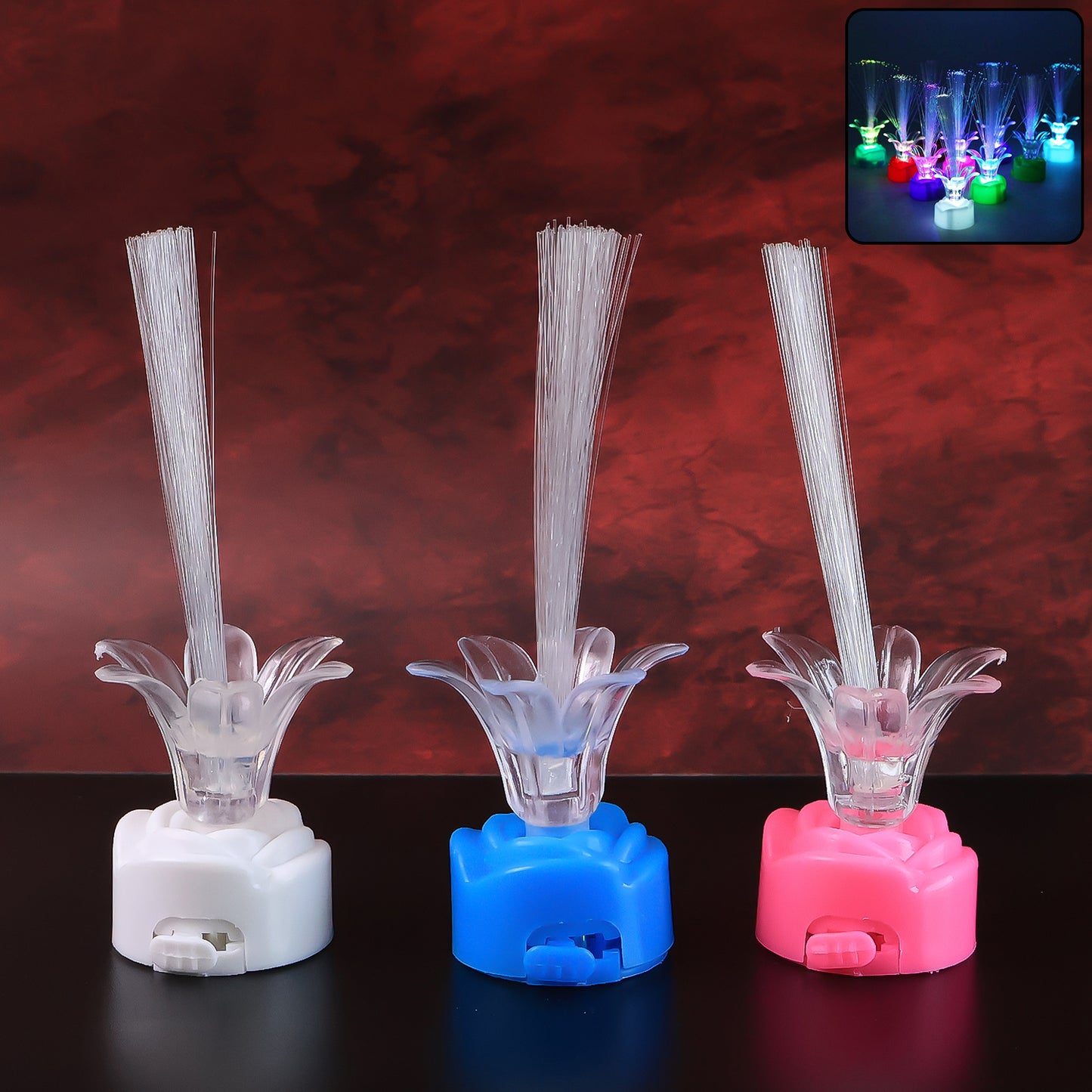 Multi-color Led Fiber Optic Flower Night Lamps (Mix Color  3 Pc) - Happy Price - Image 7