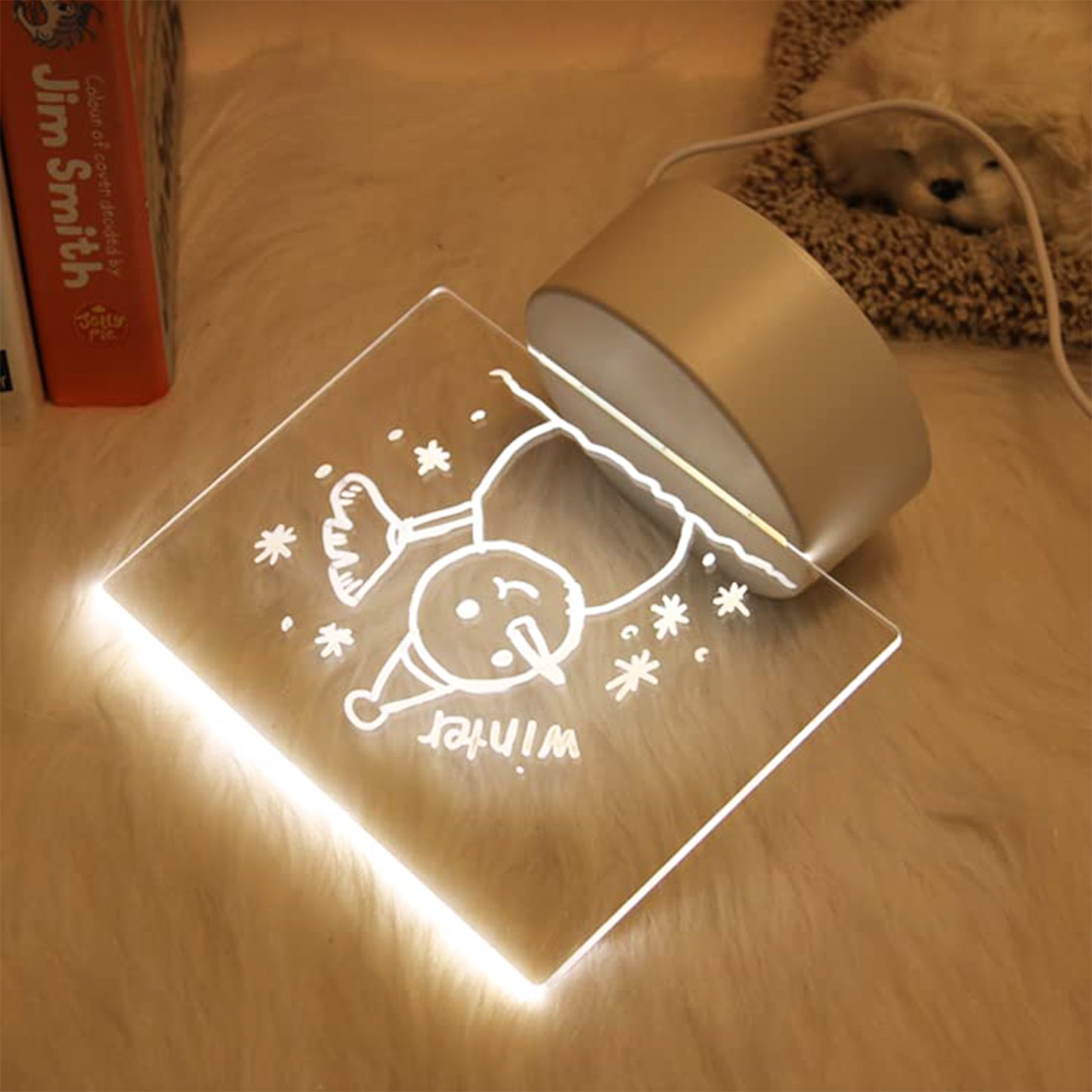 LED Acrylic Message Board Night Lamp with Erasable Marker - USB Powered - Happy Price - Image 6