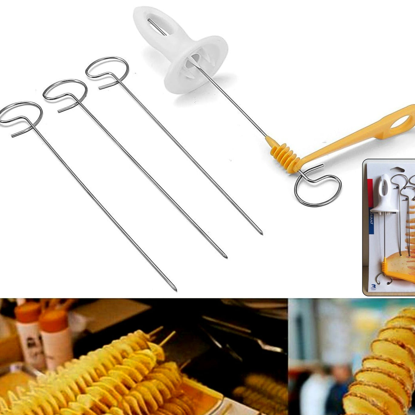 1 Set Potato Spiral Cutter Potato Twister (4 Spits) - Happy Price - Image 1