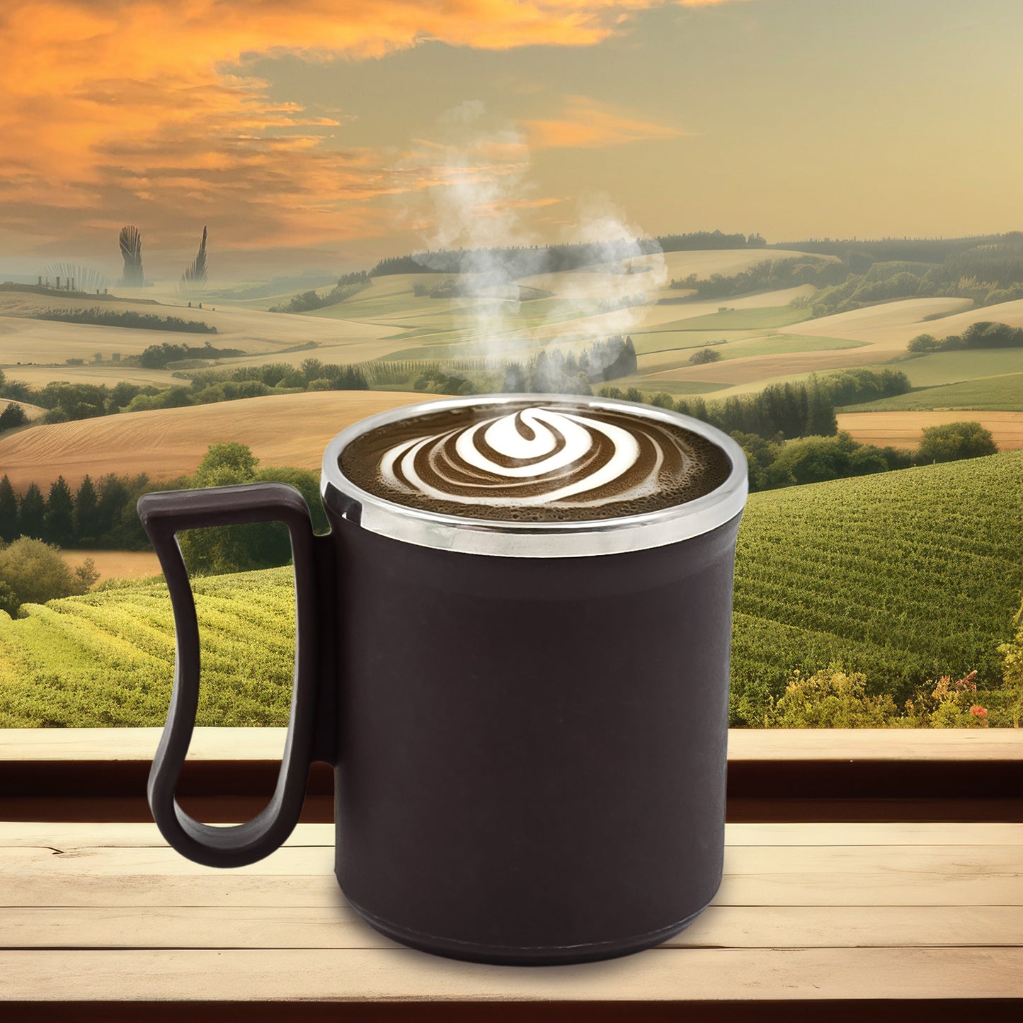 Coffee Mug With Lid And Handle-plastic Covered Stainless Steel Mug (Random Color Approx 200 Ml) - Happy Price - Image 2