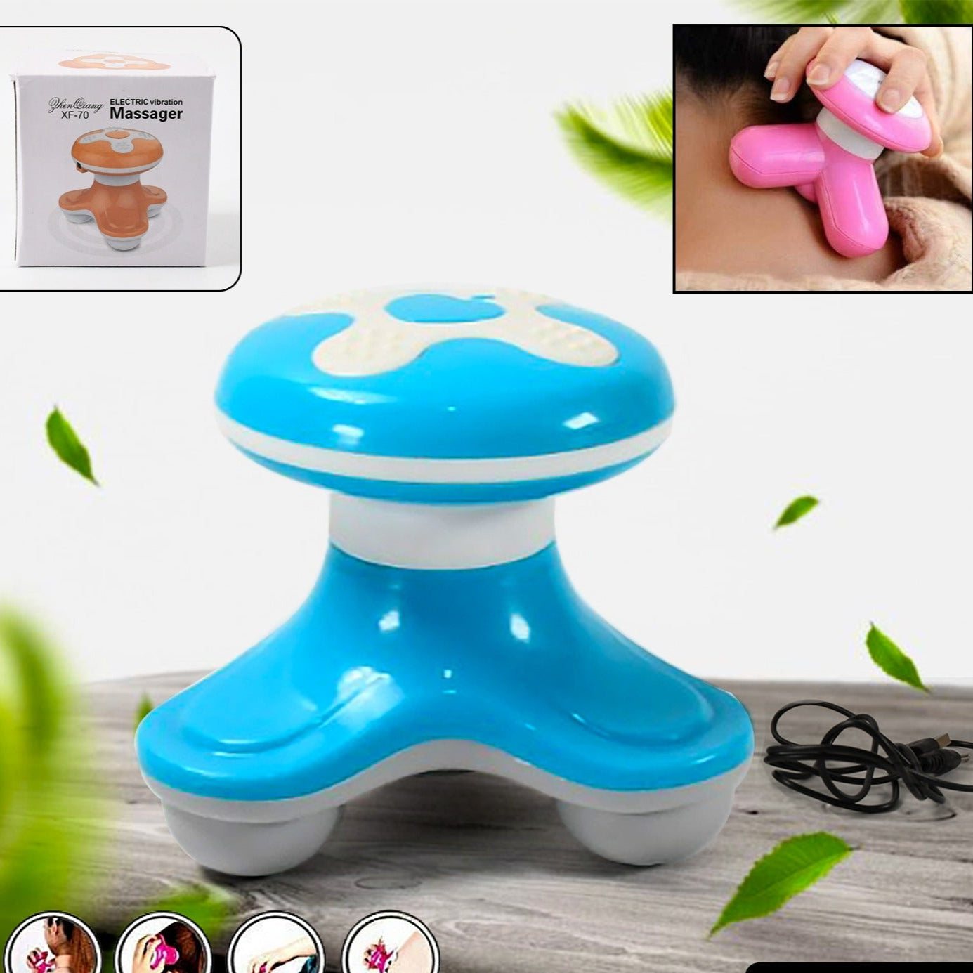 Multifunctional Mini Massager Triangle Electric Usb Massager Automatic Switch Relieve Fatigue As A Gift (1 Pc  Battery Not Included) - Happy Price - Image 1