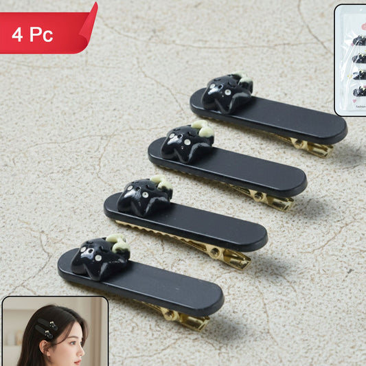 Cute Cat Matte Finish Hair Clips - Set of 4 - Happy Price - Image 1