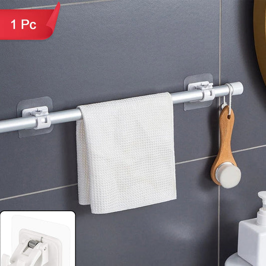 Adhesive Wall Towel Holder with Hooks - No Drill Mount - Happy Price - Image 1
