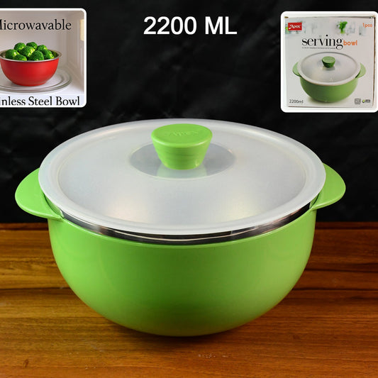 Apex 2200ml Microwave-safe Plastic Serving Bowl With Lid (1 Pc) - Happy Price - Image 1