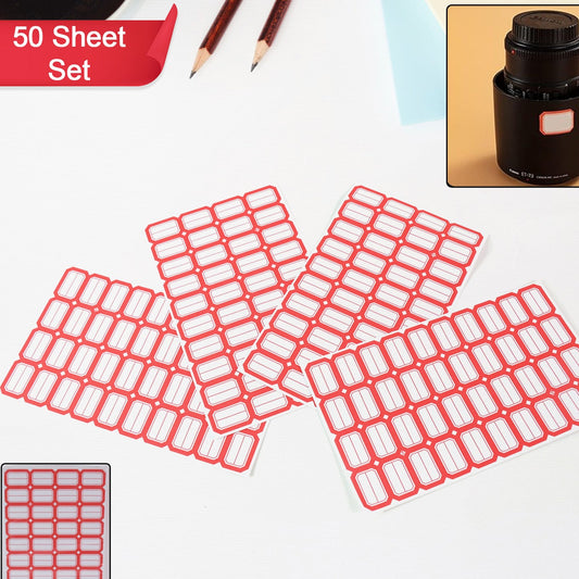 Multipurpose Blank Label Stickers with Red Border - 50 Sheets - Happy Price - Image 1
