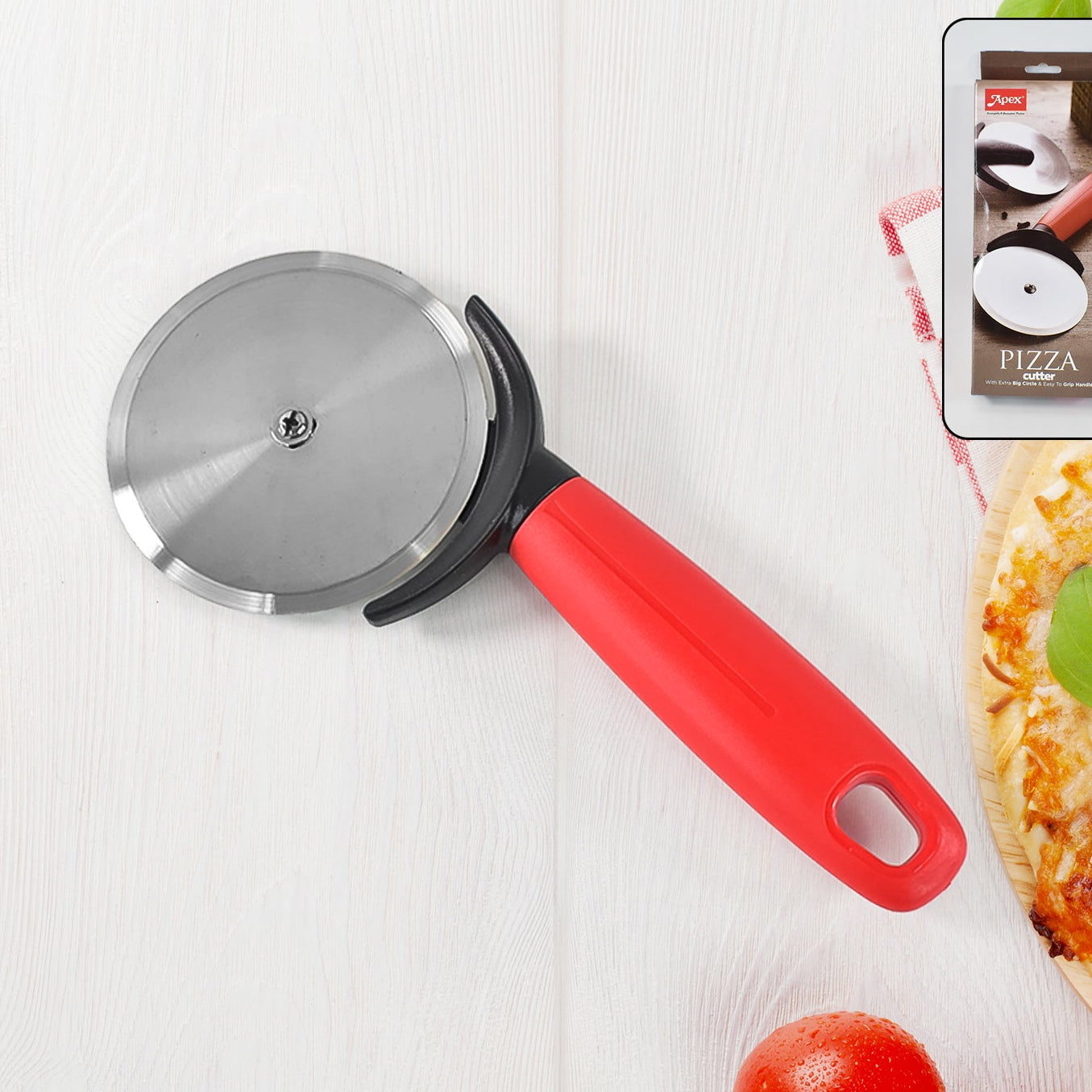 Apex Premium Stainless Steel Pizza Cutter (1 Pc  Mix Color) - Happy Price - Image 1