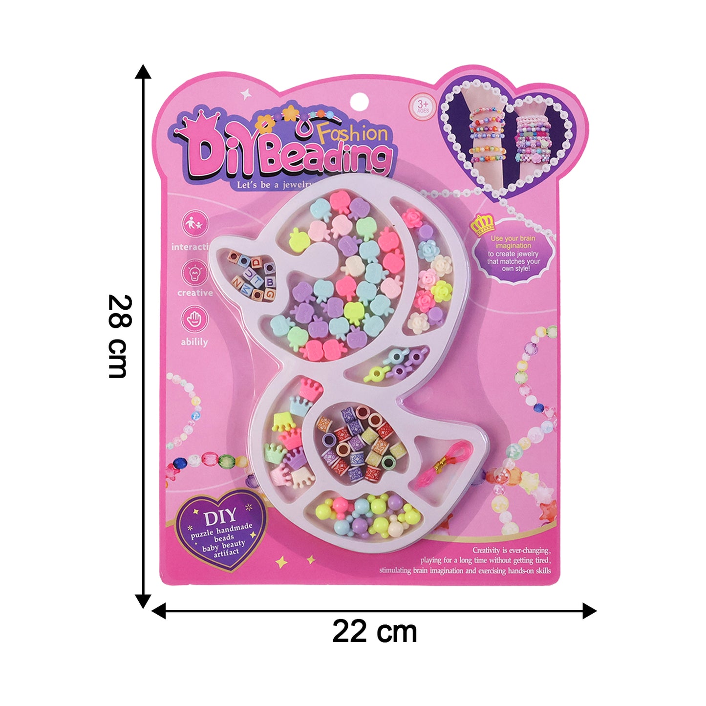 Kids Beading Craft Kit for Jewelry Making - Alphabet Beads, Charms & Elastic Thread (1 Set) - Happy Price - Image 5