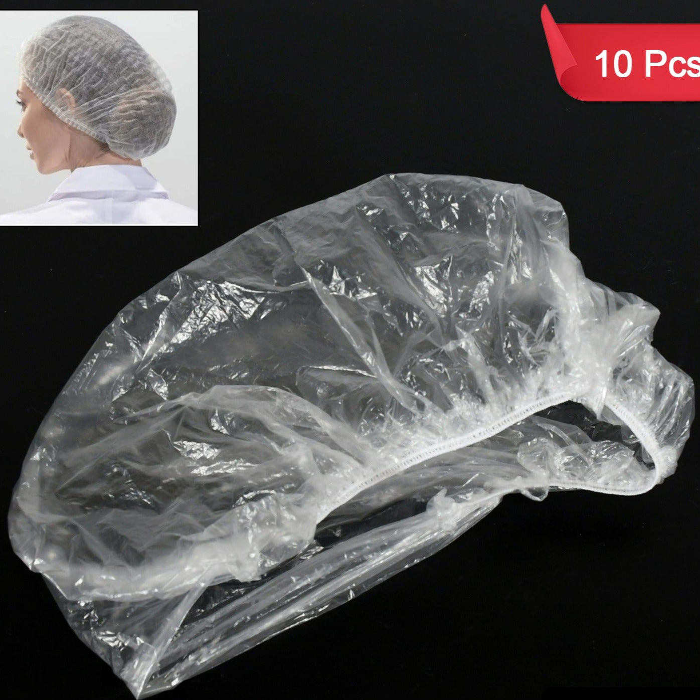 Disposable Shower Caps For Women Larger Thicker Waterproof And Individually Wrapped Plastic Elastic Hair Bath Caps For Hotel And Spa Hair Salon Home Use Portable Travel (1pc  10 Pc) - Happy Price - Image 1