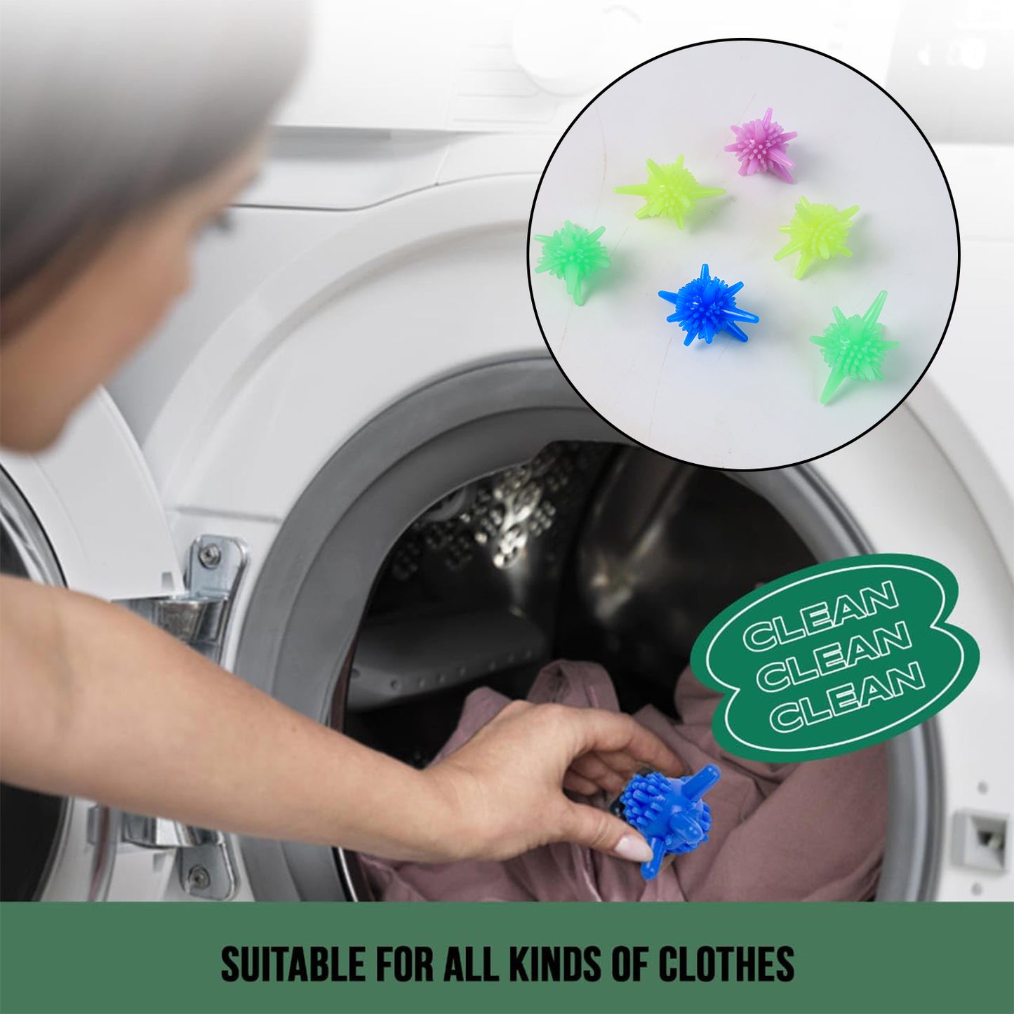 Washing Machine Laundry Reusable Soft Spiky Balls (6 Pc) - Happy Price - Image 5