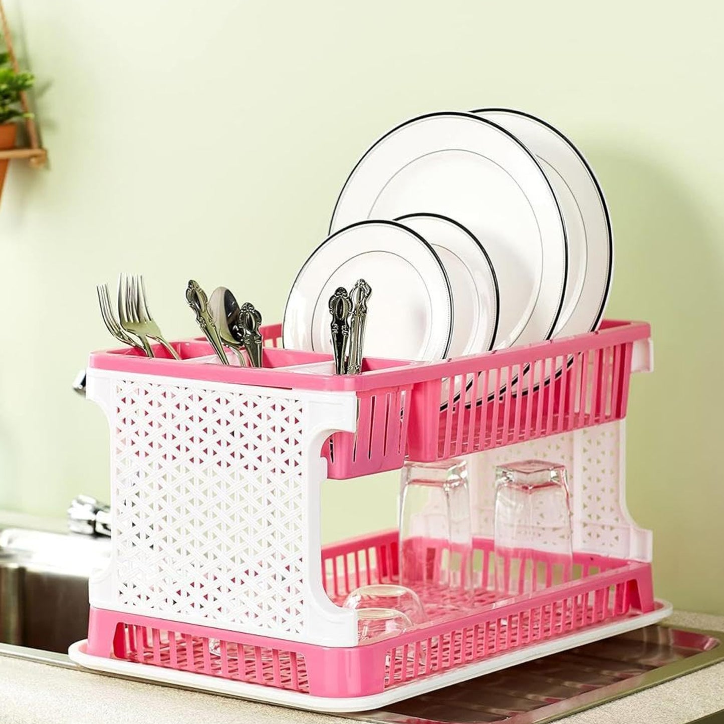 Plastic Kitchen Organizer Rack With Water Storing Tray - Happy Price - Image 3