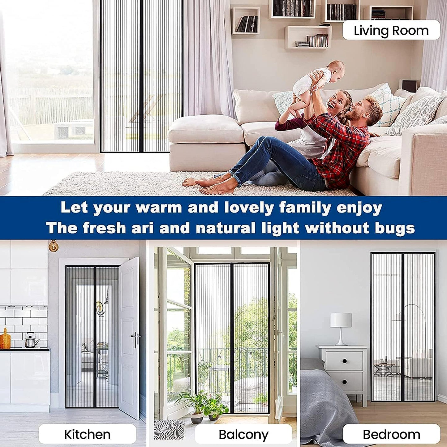 Hands-Free Magnetic Screen Door - 1 Set - Happy Price - Image 6