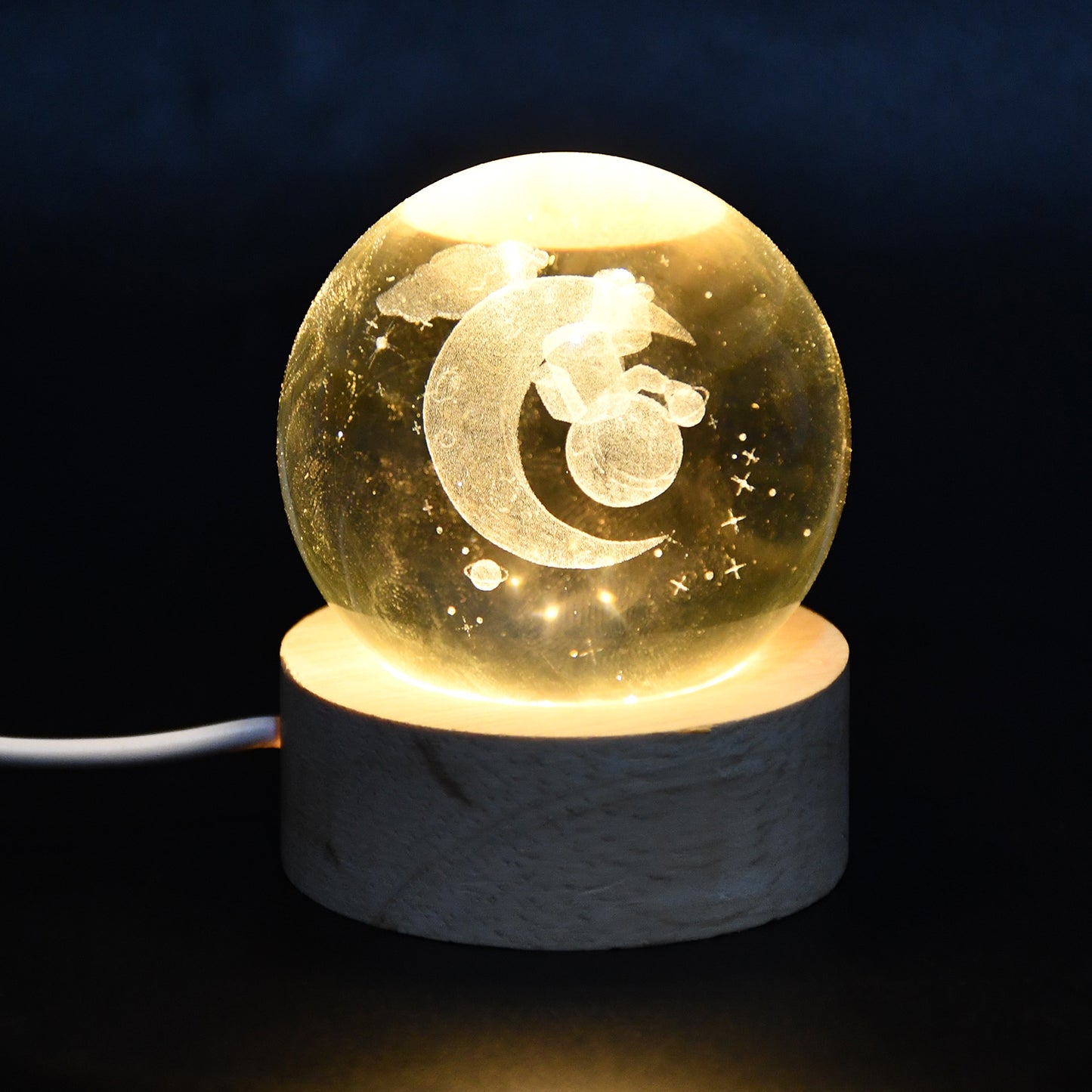 3d Crystal Ball Lamps With Base  (1 Pc) - Happy Price - Image 5