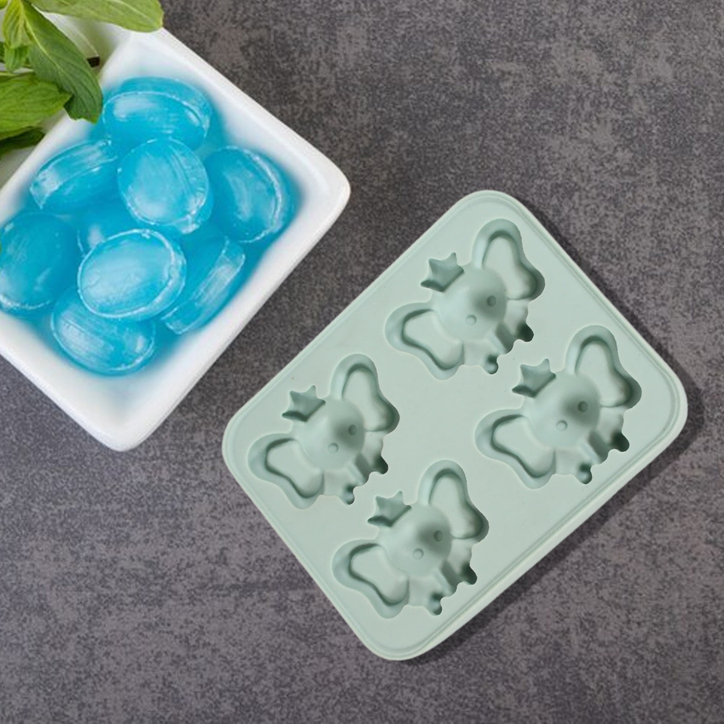Silicone Cartoon Shape 4 Grid Ice Cube Tray Ice Cube Molds Trays Small Cubes Tray For Fridge Flexible Silicon Ice Tray (1 Pc) - Happy Price - Image 6