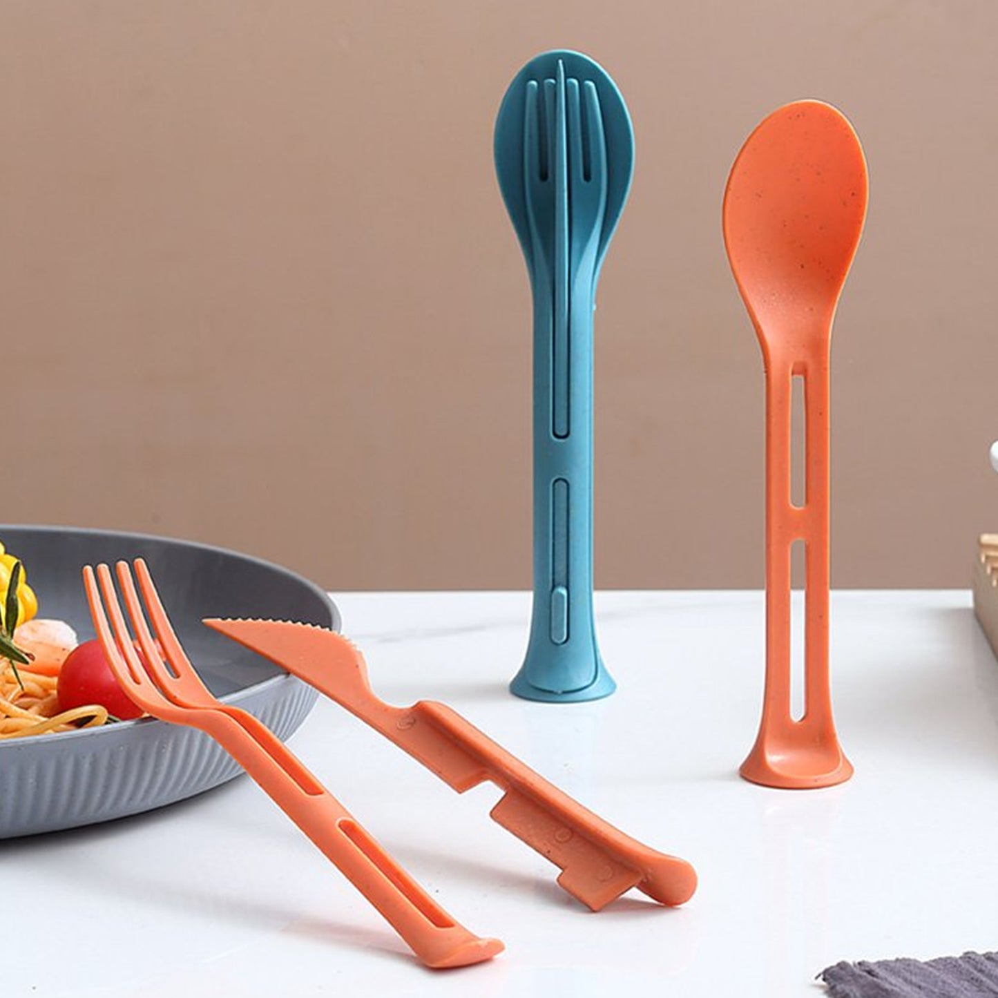 3 In 1 Reusable Spoon Knife Forks Tableware Spoon (3 Pcs Set) - Happy Price - Image 3