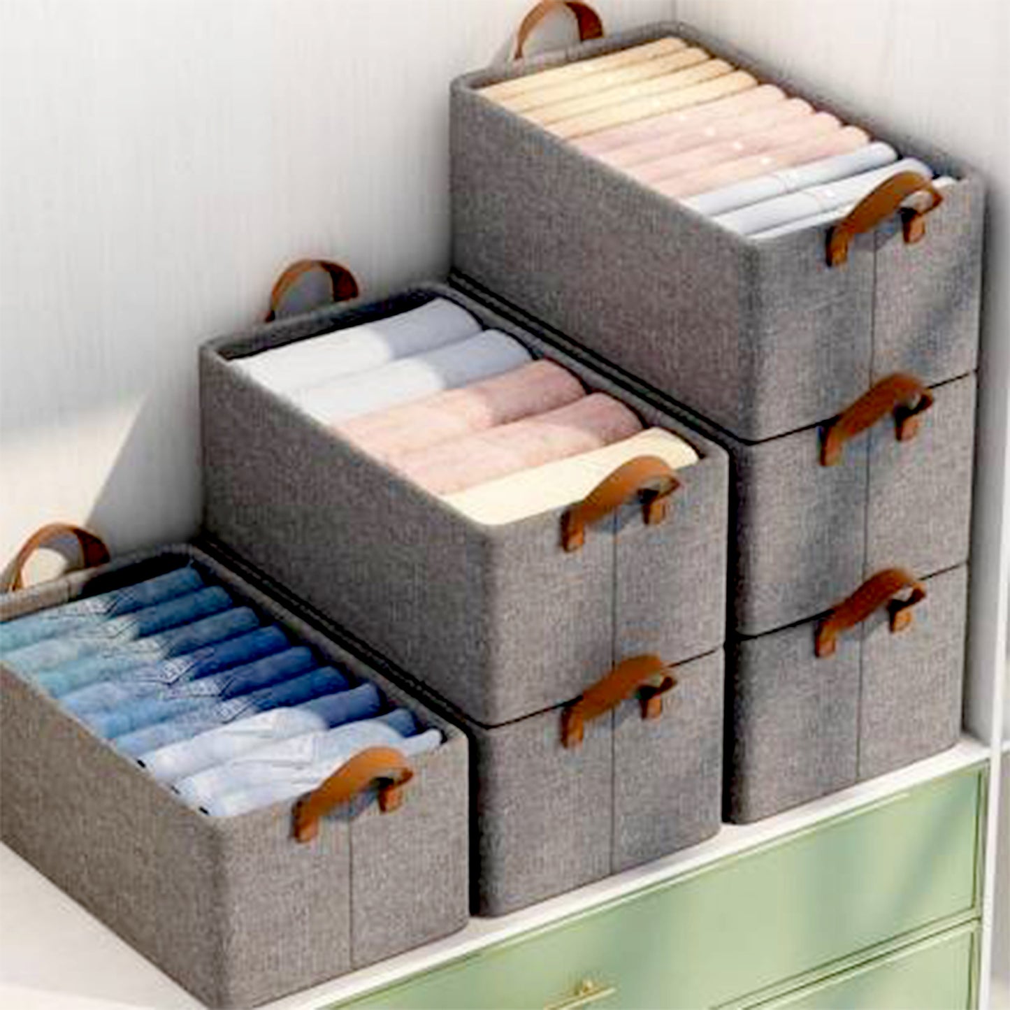 Foldable Storage Box With Lid And Handles Cotton And Linen Storage Bins And Baskets Organizer For Nursery Closet Bedroom Home (45 Cm) - Happy Price - Image 6