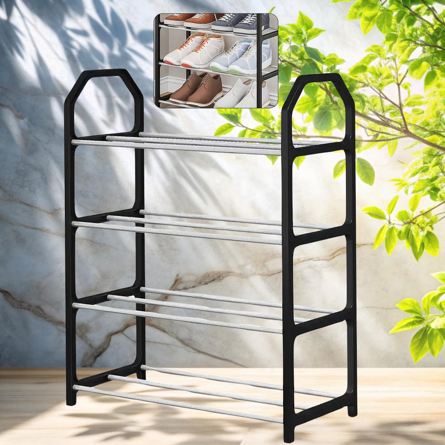 4-Tier Folding Shoe Rack Organizer - Space-Saving Home Storage (1 Pc) - Happy Price - Image 2