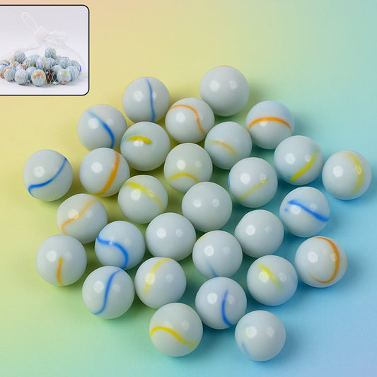 Classic White Glass Marbles with Swirls - Approx 30 Pcs Pack for Games & Crafts - Happy Price - Image 1