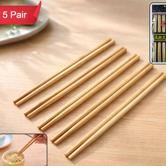 Reusable Bamboo Chopsticks Set - 5 Pairs, 24cm Traditional Dining Utensils - Happy Price - Image 1