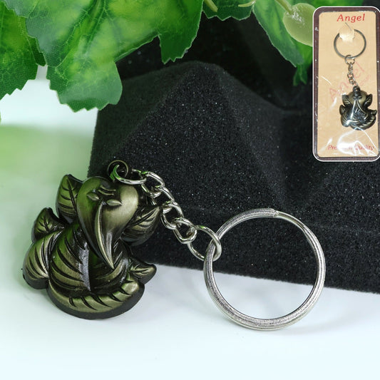 Ganesh Face Metal Keychain - Antique Black Finish (1 Pc) - Happy Price - Image 1