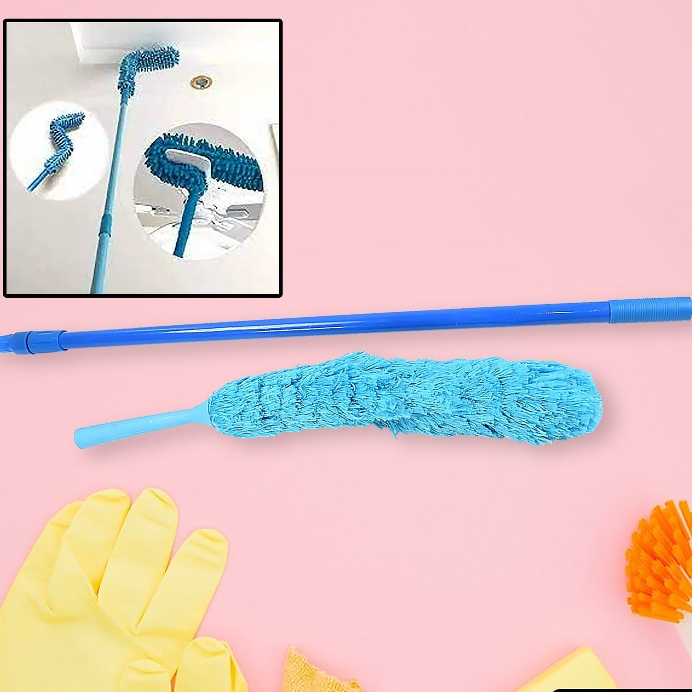 Long Handle Dust Cleaning Brush Adjustable Microfiber Dust Brush Foldable Home Appliances Ceiling Cleaner Latest Home Improvement Products - Happy Price - Image 1
