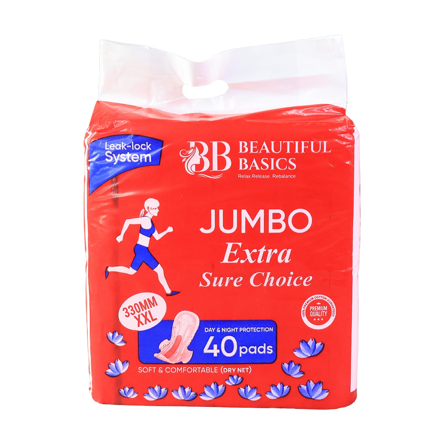 Beautiful Basics Jumbo Extra Sure Choice Sanitary Pads Xxl 330mm (40 Pc) - Happy Price - Image 2