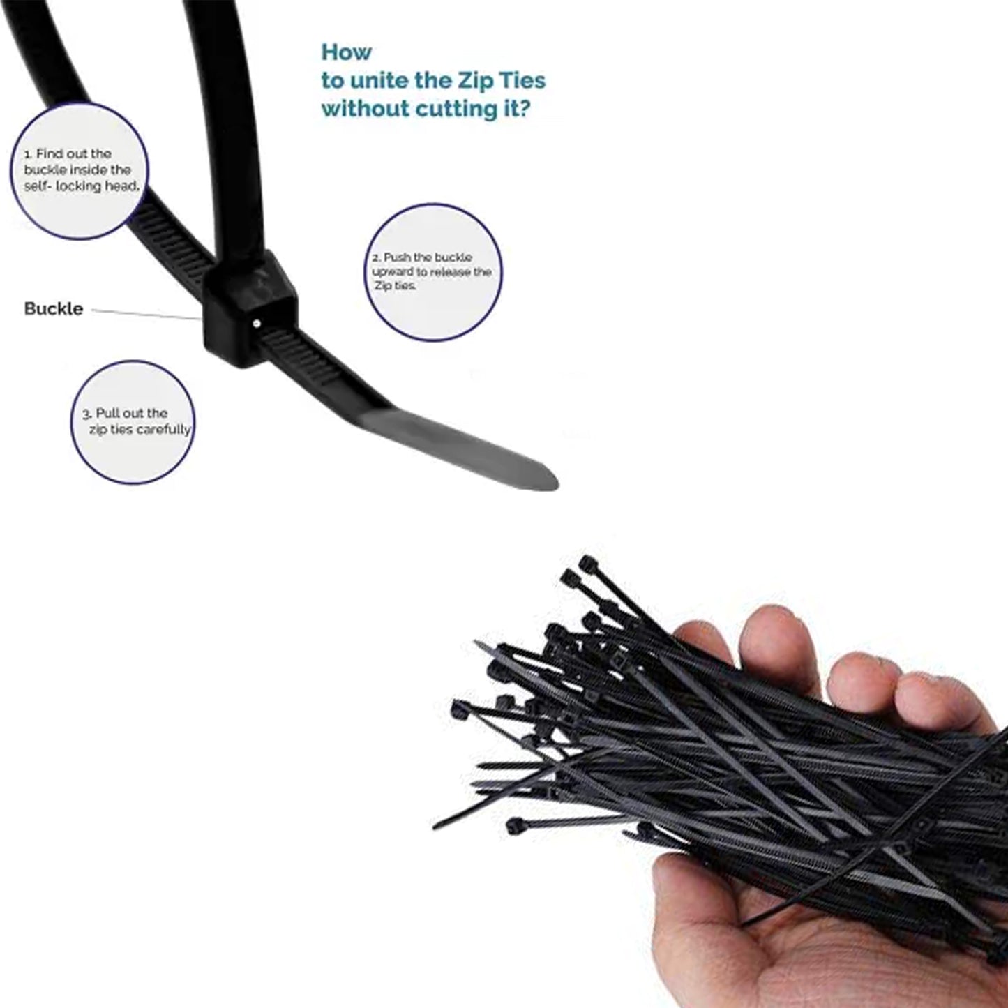 3x100mm Nylon Self Locking Cable Ties Heavy Duty Strong Zip Wire Tie. Pack Of 100pc - Happy Price - Image 4