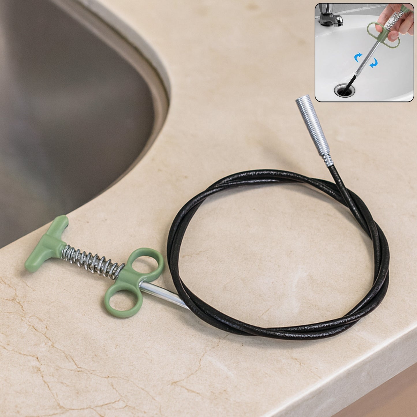 Flexible Drain Cleaner Tool with Grip - 157 cm Spring Pipe Unclogger (1 Pc) - Happy Price - Image 2