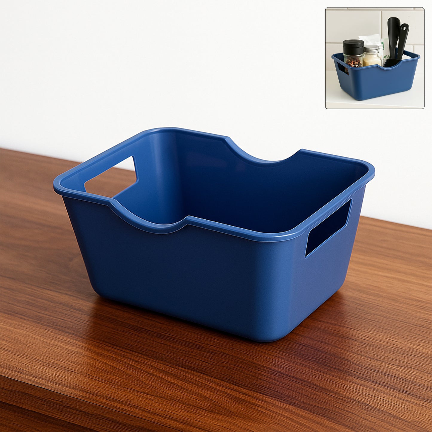 Compact Plastic Storage Basket Organizer with Handles (15 x 10.5 cm, 1 Pc) - Happy Price - Image 2