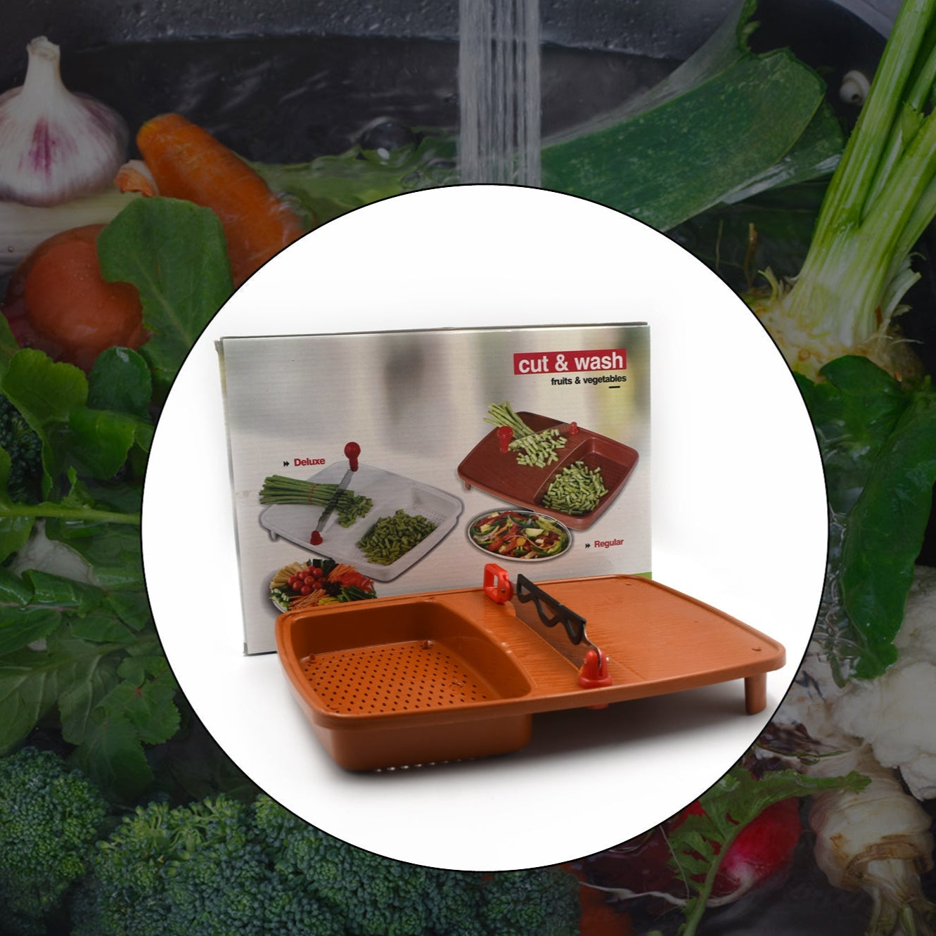 Cut N Wash Box And Tray Used In All Kinds Of Household Kitchen Purposes For Cutting And Washing Within Of Fruits And Vegetables. - Happy Price - Image 1