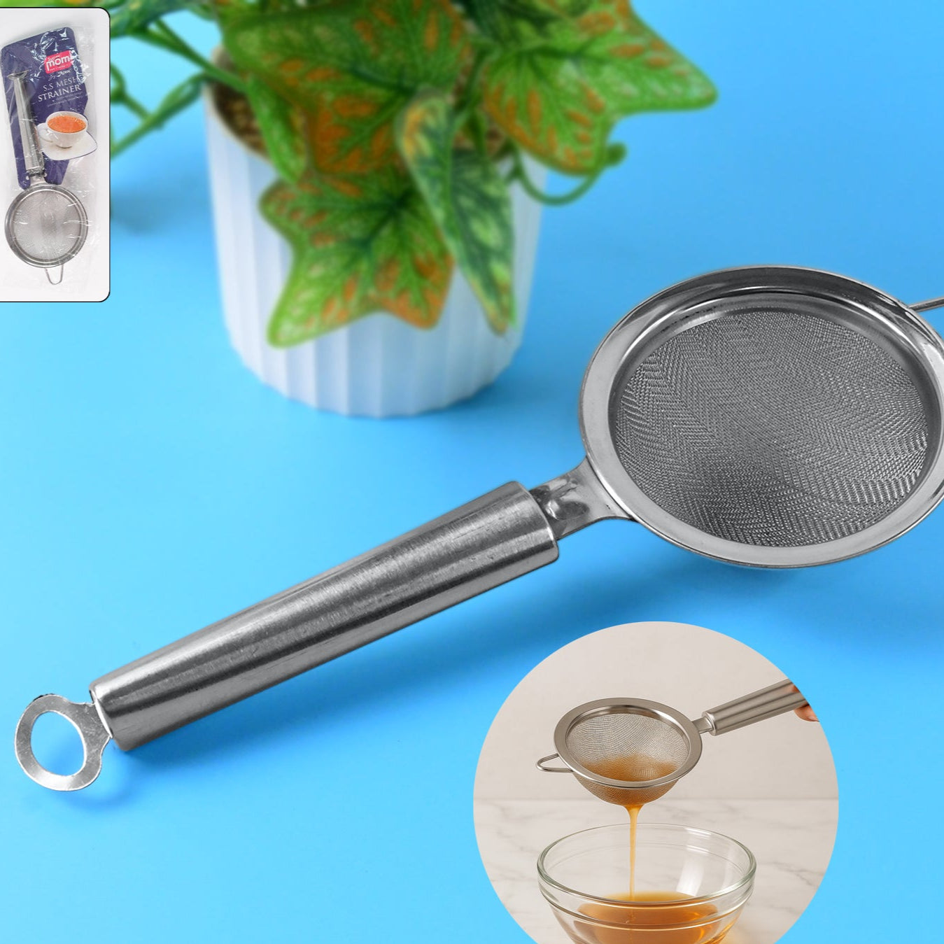 Stainless Steel Fine Mesh Strainer with Long Handle - 1 Pc - Happy Price - Image 1