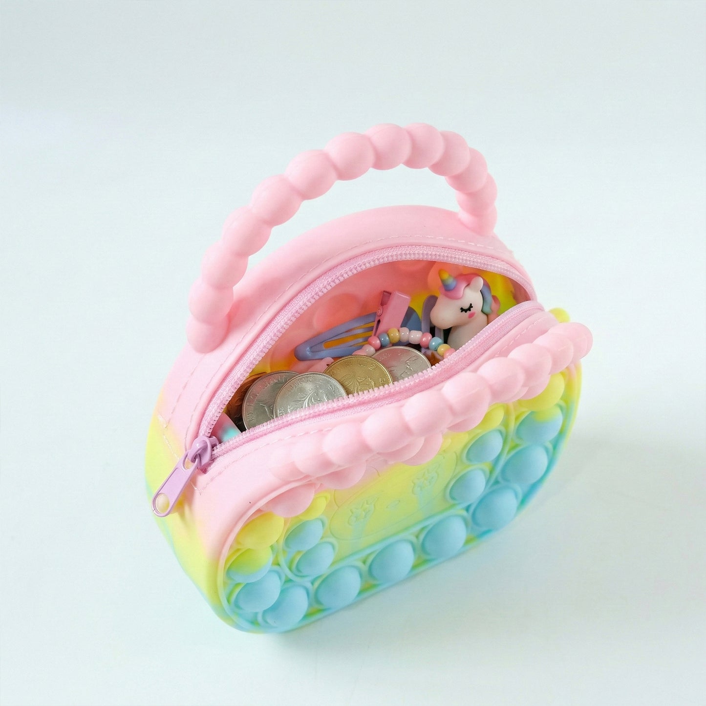 Rainbow Round Silicone Pop It Coin Purse (1 Pc) - Happy Price - Image 6
