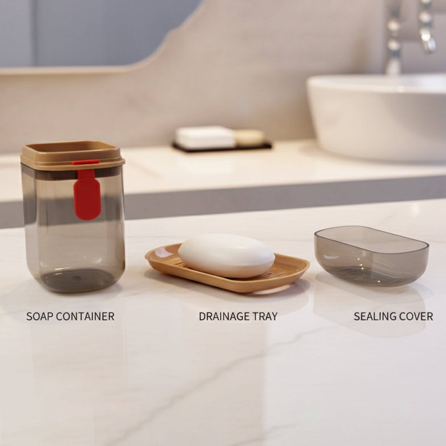 Plastic Soap Case with Drain Tray and Lid - Hygienic Bathroom Soap Holder - Happy Price - Image 4