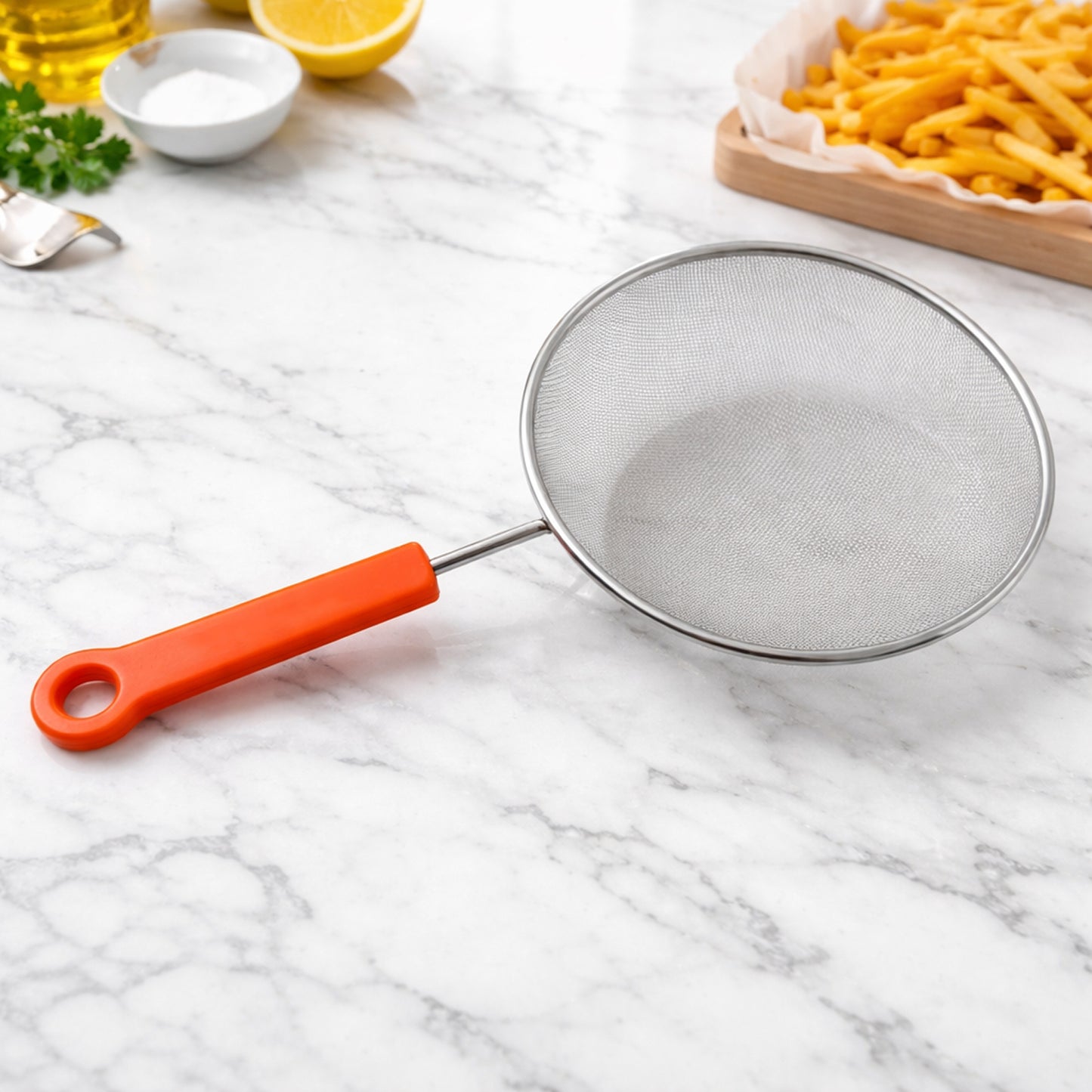 Medium Fine Mesh Kitchen Strainer with Handle (1 Pc) - Happy Price - Image 2