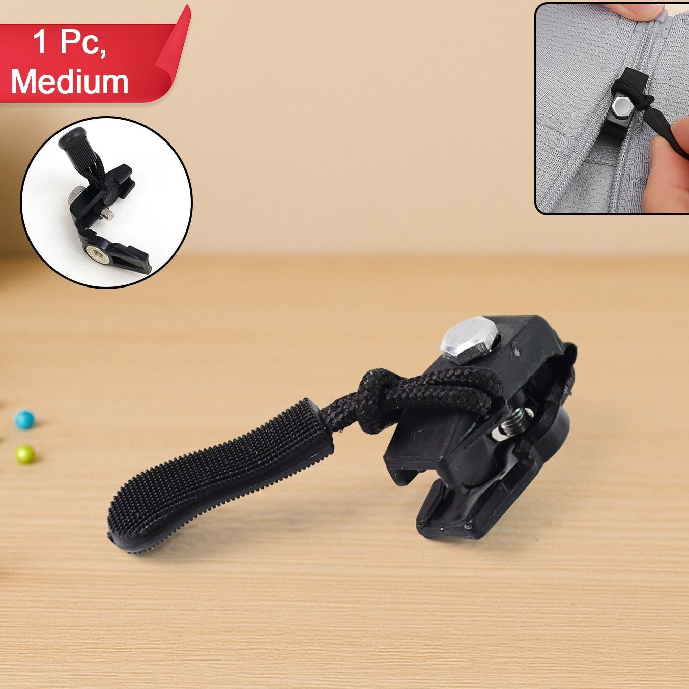 Medium Detachable Zipper Slider Replacement - Universal Fit (1 Pc) - Happy Price - Image 1