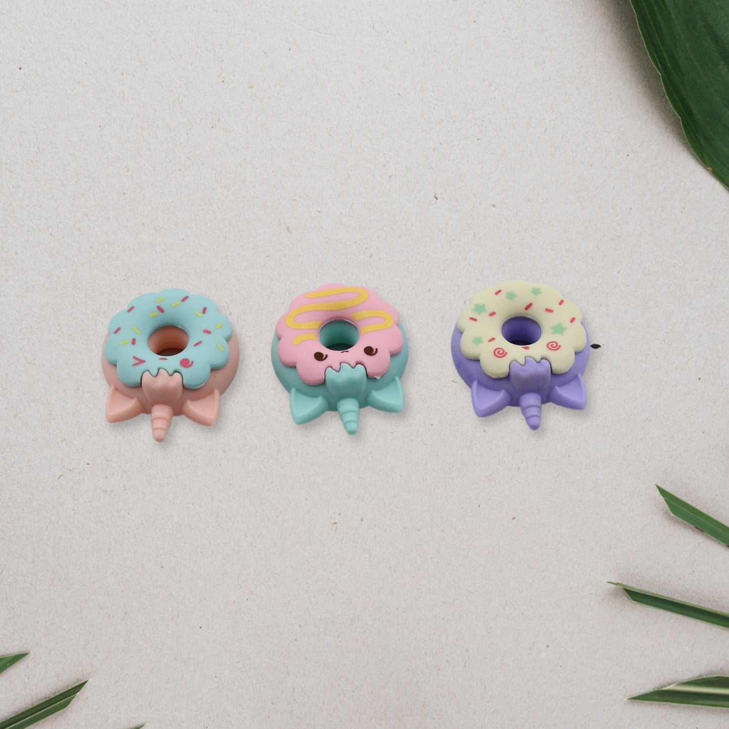 Tree Small Sized Cartoon Themed Non-toxic Donut Erasers School Stationery  For Kids - Boys  Girls  Birthday Gift Return Gift (3pc Set) - Happy Price - Image 2