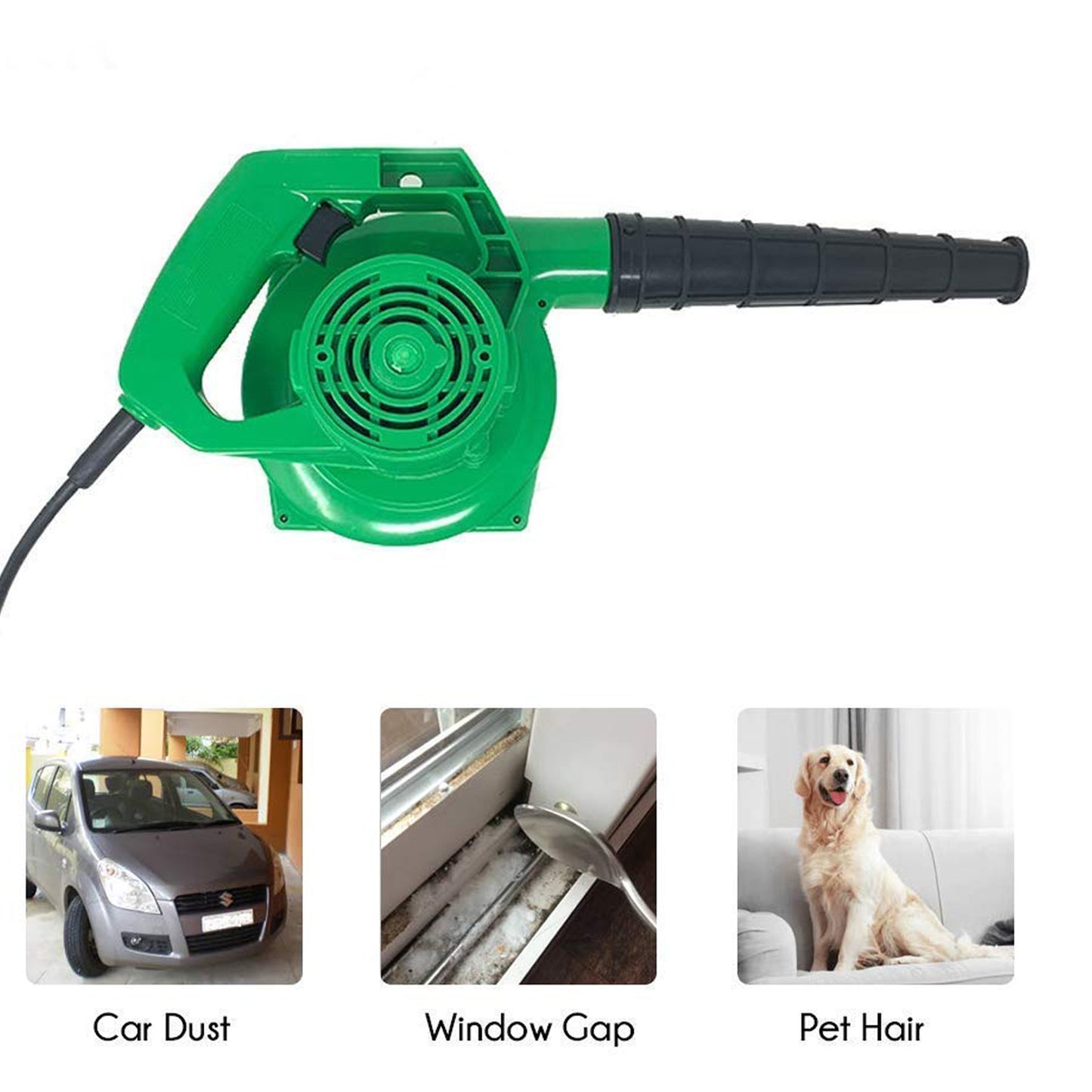 650v Blower Portable Rifel Range Heavy Duty Air Blower Electric Air Blower For Homeofficecarpccomputer Dustgaragepatiogarden Leaftrash Cleaning  (350w 2.3 M3min 13000 Rpm Green) - Happy Price - Image 3