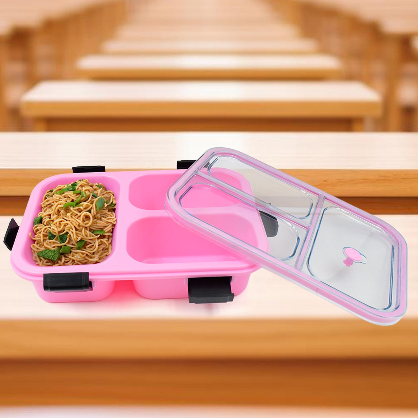 Plastic 3 Compartment Insulated Lunch Box Lunch Box (1 Pc) - Happy Price - Image 3