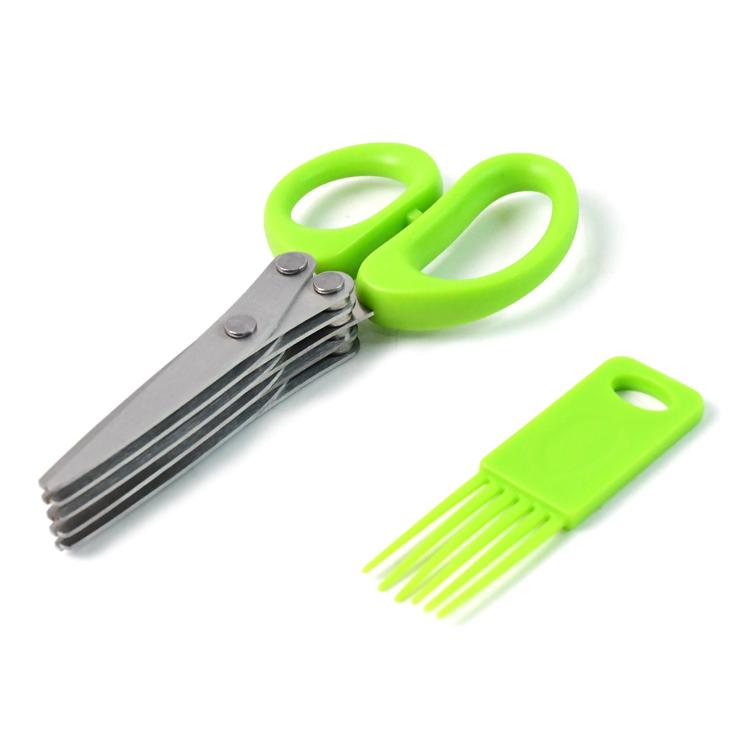 5-Blade Stainless Steel Kitchen Scissors with Cleaning Comb - Effortless Herb Chopper - Happy Price - Image 2
