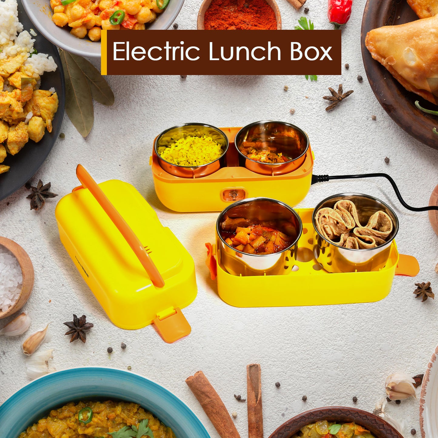 2layer Electric Lunch Box For Office Portable Lunch Warmer With Removable 4 Stainless Steel Container. - Happy Price - Image 2