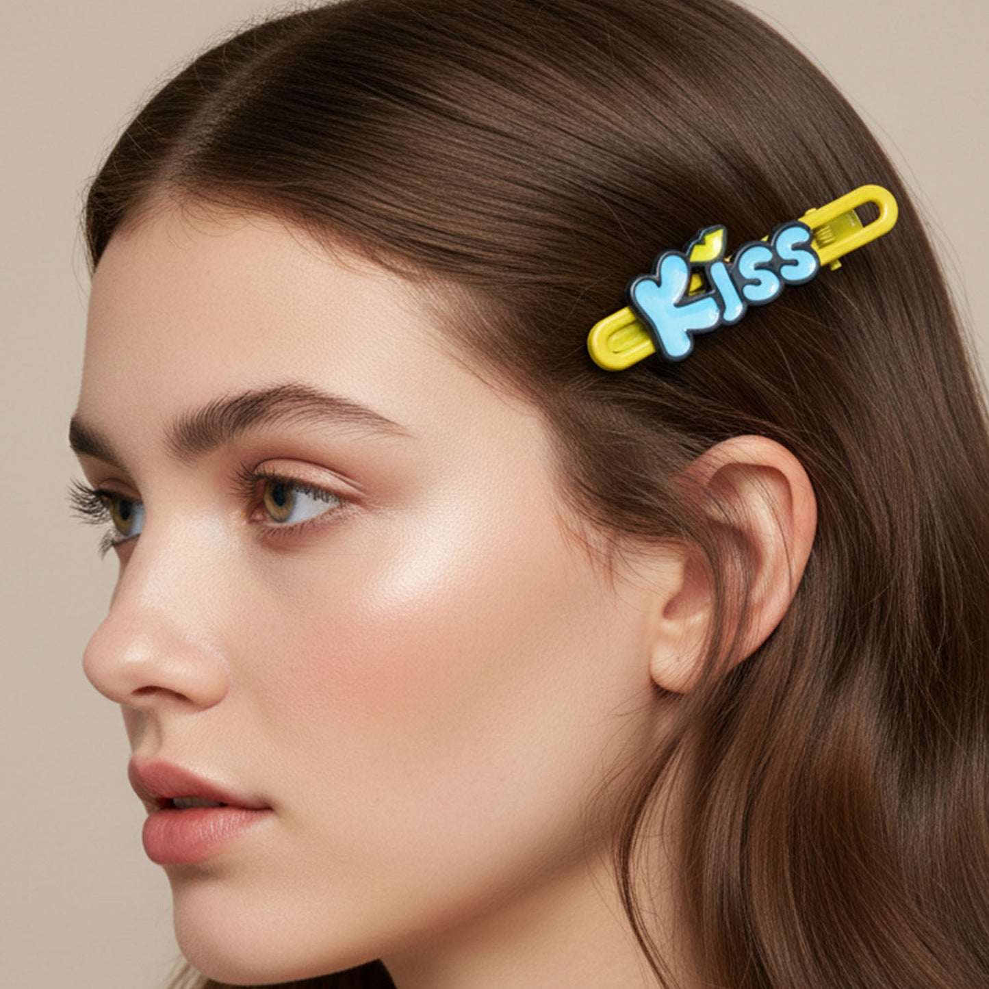 Cute "Kiss" Letter Snap Hair Clips - 2 Pc Set for Girls & Women - Happy Price - Image 6
