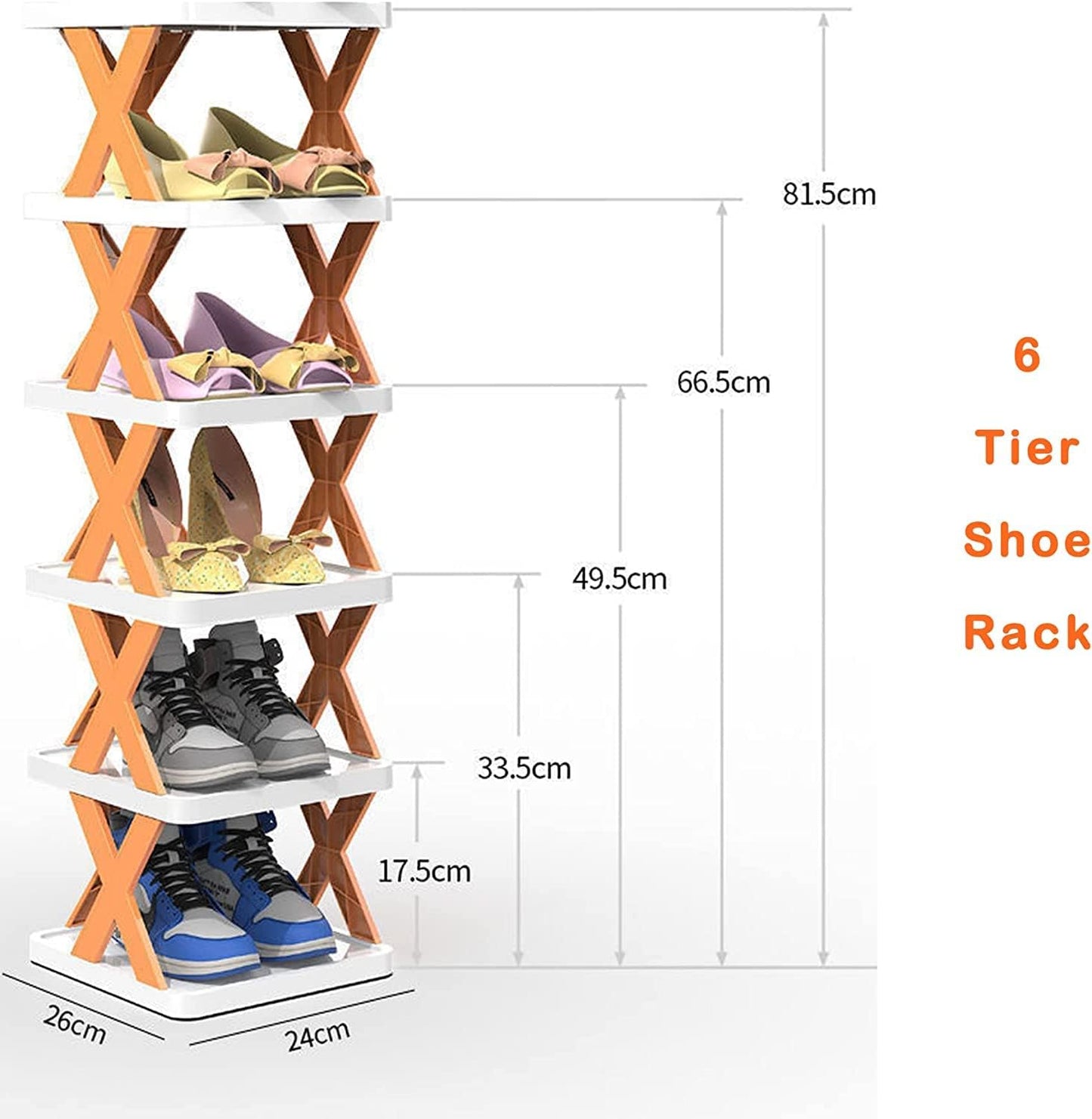 6 Layer Shoe Rack Design Lightweight Adjustable Plastic Foldable Shoe Cabinet Storage Portable Folding Space Saving Shoe Organizer Home And Office - Happy Price - Image 3