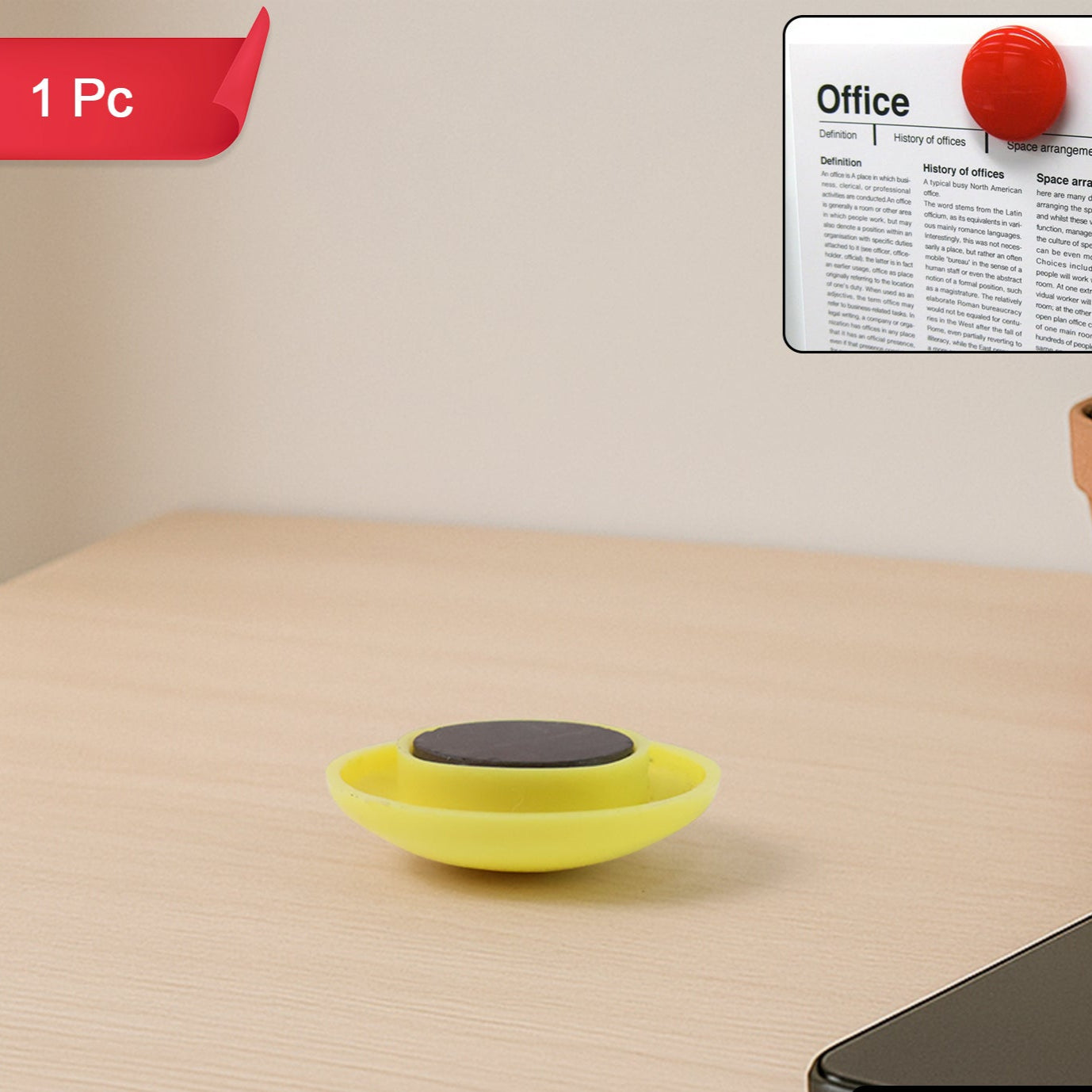Yellow Board Magnets Circular Plastic Buttons (1 Pc) - Happy Price - Image 1