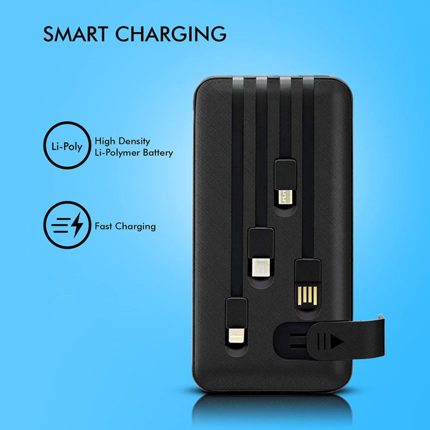 10000mAh Power Bank with 12W Fast Charging & Built-in Cables (1 Pc) - Happy Price - Image 5