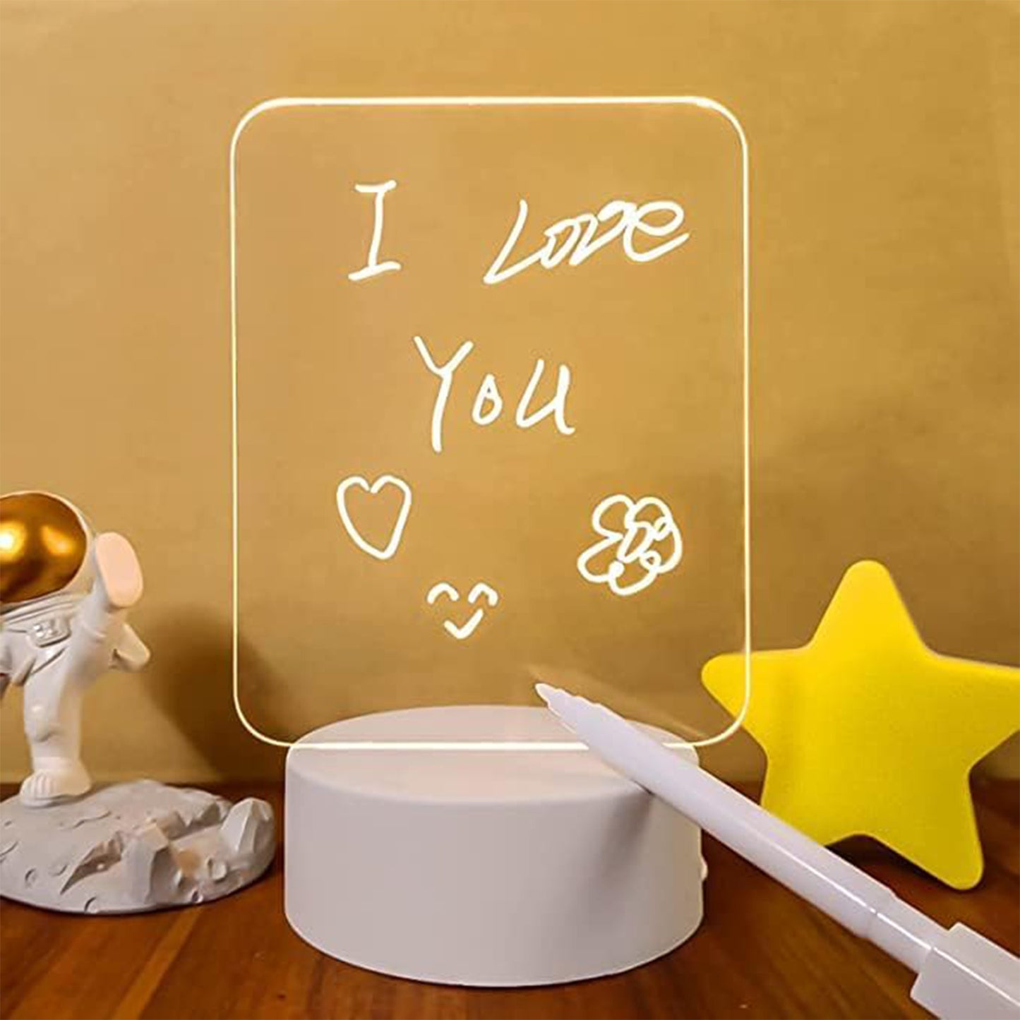 LED Acrylic Message Board Lamp with Marker Pen - USB Powered Desk Light - Happy Price - Image 5