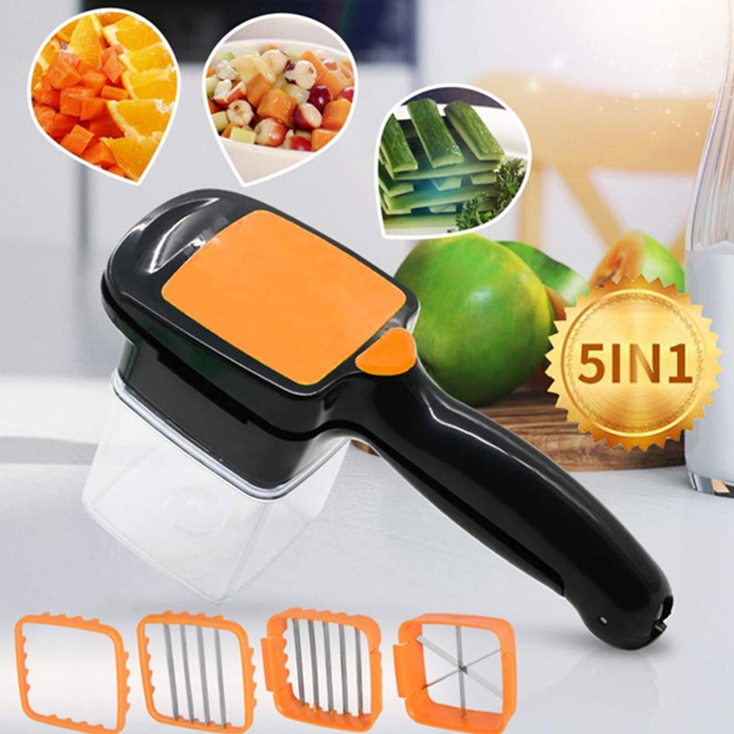 5 In 1 Nicer Dicer Used For Cutting And Shredding Of Various Types Of Food Stuff In All Kitchen Purposes. - Happy Price - Image 3