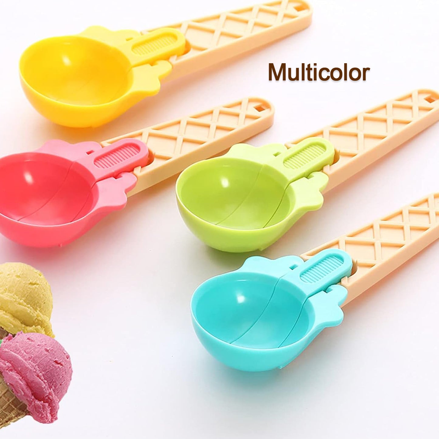 Ice Cream Spoons 2pcs Plastic Water Melon Scoopers With Trigger Dipper And Adults For Summer Party Ice Cream Scoop Food Serving Spoon Kitchen Tools Ice Cream Digging Spoon Household Spoons Cupcake Spoons Aps Fruit Ball Player (2 Pc) - Happy Price - Image 5