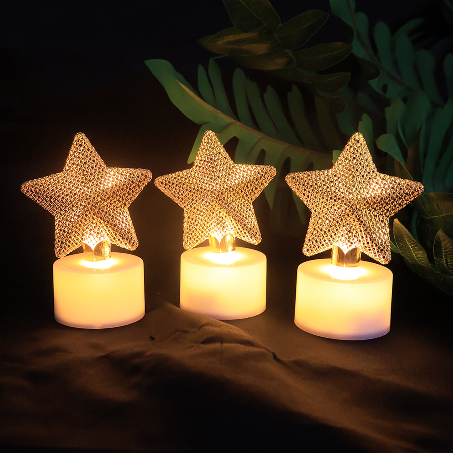 Set of 12 LED Star Tealight Candles - Flameless, Battery Operated Decorative Lights - Happy Price - Image 7
