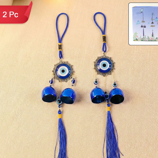 Decorative Evil Eye Wind Chime Set - 2 Pc Hanging Ornament - Happy Price - Image 1