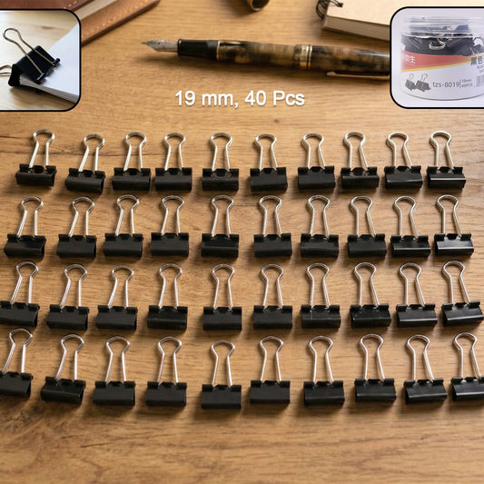 19mm Black Binder Clips - Pack of 40 for Secure Paper Management - Happy Price - Image 1